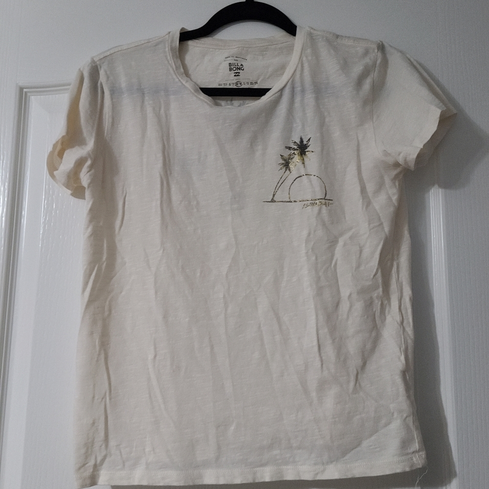 Off white Tee with metallic gold and black palms